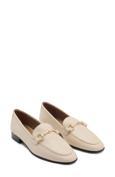 Mango Buckle Leather Apron-toe Flat In Ecru