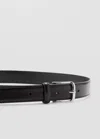Mango Buckle Leather Belt In Black