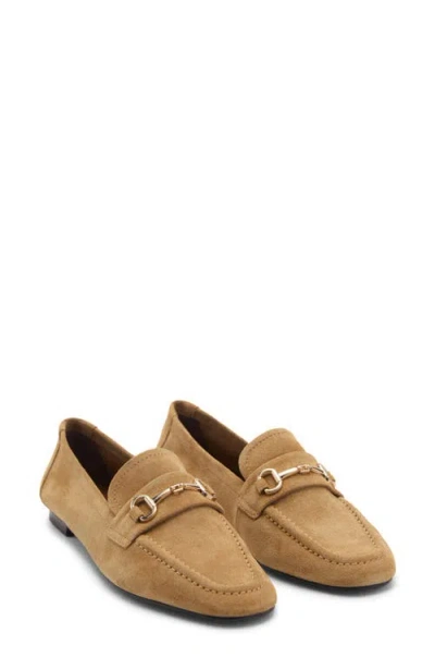 Mango Buckle Leather Moc-toe Flat In Tobacco Brown