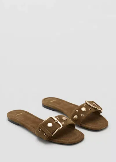 Mango Studded Buckle Strap Slide Sandal In Multi