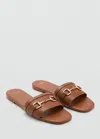 Mango Buckle Leather Sandals Leather