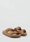 Mango Buckle Leather Sandals Medium Brown In Medium Brown
