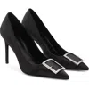 Mango Buckle Pointed Toe Pump In Black
