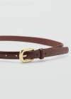 Mango Buckle Skinny Belt Brown
