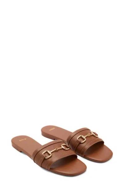 Mango Buckle Slide Sandal In Leather
