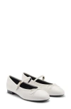 Mango Buckle Strap Corduroy Ballerina Flat In White