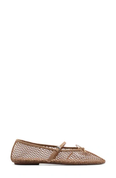 Mango Buckle Strap Fishnet Ballet Flat In Nude
