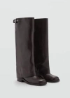 Mango Buckles Leather Boots Chocolate In Chocolate