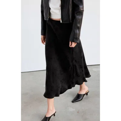 Mango Burnout A-line Midi Skirt In Black