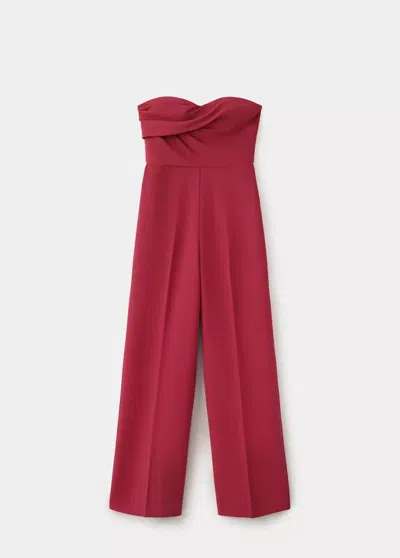 Mango Bustier À Fronces, Sans Bretelles In Rouge