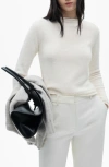 Mango Button Back Crewneck Sweater In Ecru
