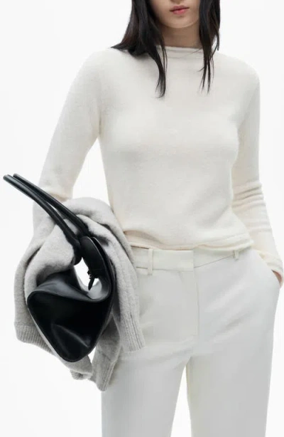 Mango Button Back Crewneck Sweater In Ecru