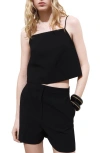 Mango Button Back Crop Camisole In Black