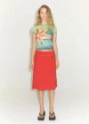 MANGO SKIRT WITH BELT AND BUTTONS  RED