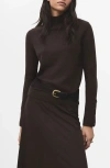 Mango Button Cuff Turtleneck Sweater In Brown