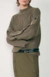 Mango Buttons Detail Knit Sweater Khaki In Khaki Green