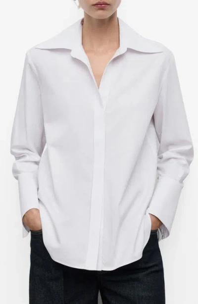 Mango Button-down Woven Shirt In White