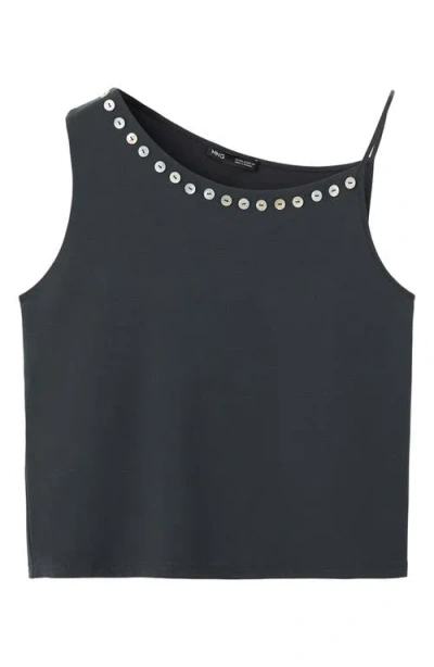 Mango Button Embellished Asymmetric Tank In Animal Print