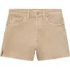 Mango Button Fly Fray Hem Denim Shorts In Neutral