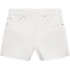 Mango Button Fly Fray Hem Denim Shorts In White