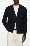 Mango Button Front Cardigan In Dark Navy