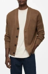 Mango Button Front Cardigan In Medium Brown