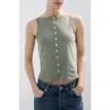 Mango Button Front Tank In Gray
