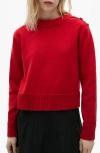 Mango Button Shoulder Mock Neck Sweater In Red