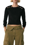 Mango Button Shoulder Sweater In Black