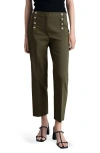 Mango Button Straight Leg Pants In Khaki Green