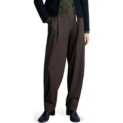 Mango Button Tab Hem Wide Leg Pants In Brown