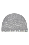 Mango Button Trim Open Stitch Hat In Gray