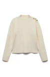 Mango Button Trim Sweater In Ecru