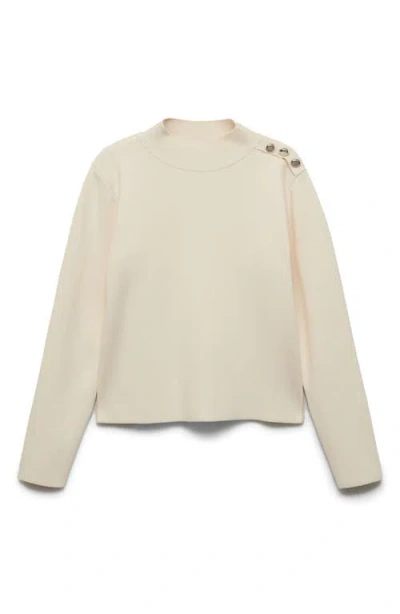 Mango Button Trim Sweater In Ecru