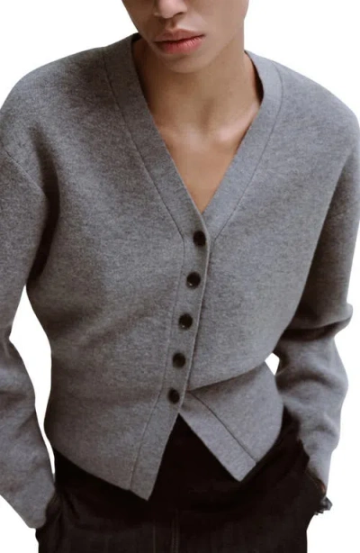 Mango Button-up Cardigan In Gray