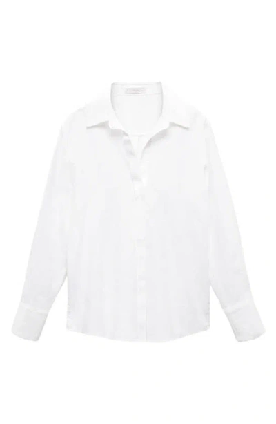 Mango Button-up Linen Shirt In White