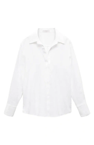 Mango Classic Linen Shirt In Blanc Cassé