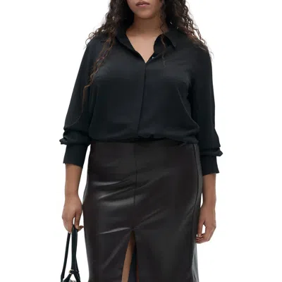 Mango Button-up Shirt In Black