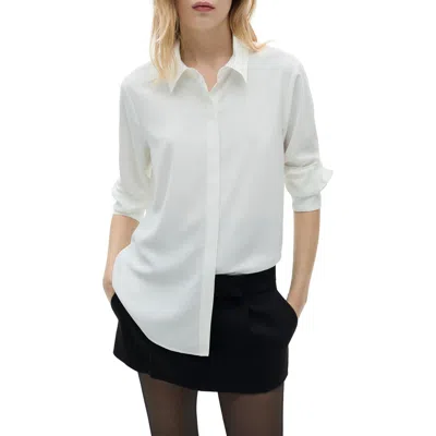 Mango Button-up Shirt In Off White