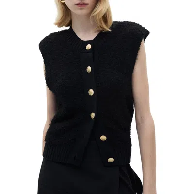 Mango Button-up Sweater Vest In Black