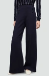 Mango Button Wide Leg Pants In Black