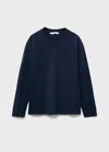 Mango Buttoned Cotton T-shirt Navy In Blue