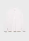 Mango Kids' Buttoned Cotton T-shirt Off White