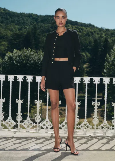 Mango Buttoned Cropped Jacket Black