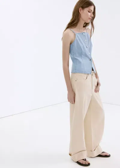 Mango Buttoned Denim Vest In Blue
