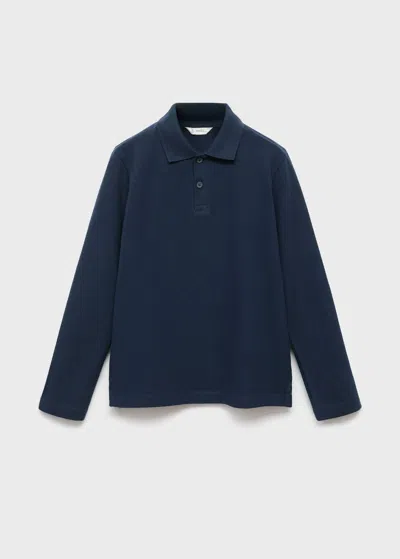 Mango Kids' Buttoned Knitted Polo Shirt Navy In Blue