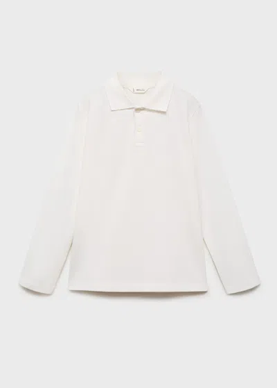 Mango Kids' Buttoned Knitted Polo Shirt White