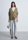 Mango Buttoned Long Cardigan Medium Green
