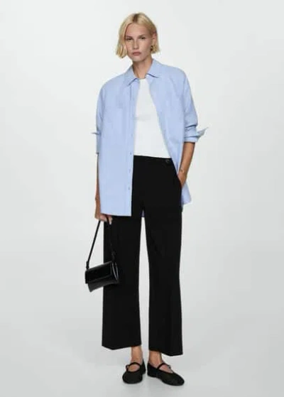 Mango Pantalon Droit Boutons In Noir