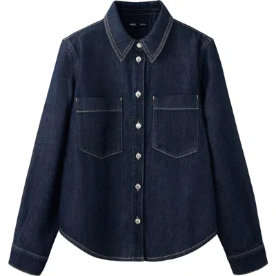 Mango Button-up Denim Shirt In Blue